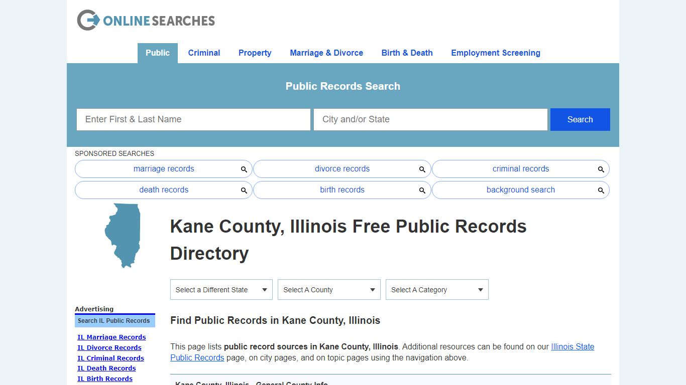 Kane County, Illinois Public Records Directory - OnlineSearches.com